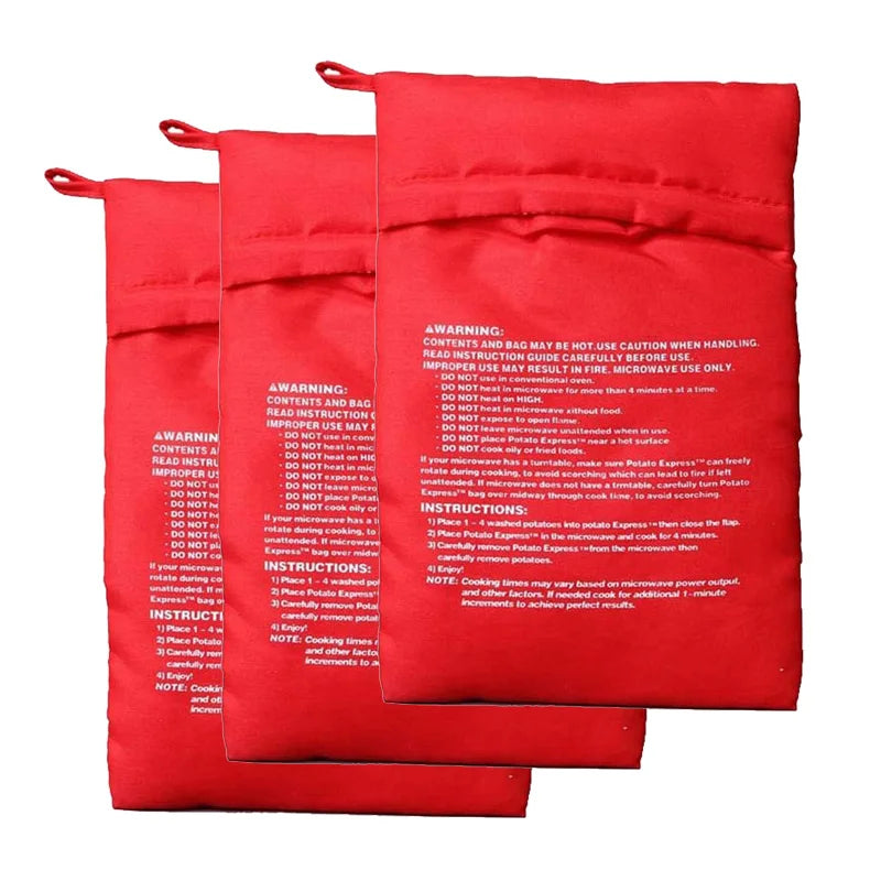 Mikrowellen-Kochbeutel für Kartoffeln – Wiederverwendbarer Ofenbeutel für schnelles Garen, Farbe: Rot