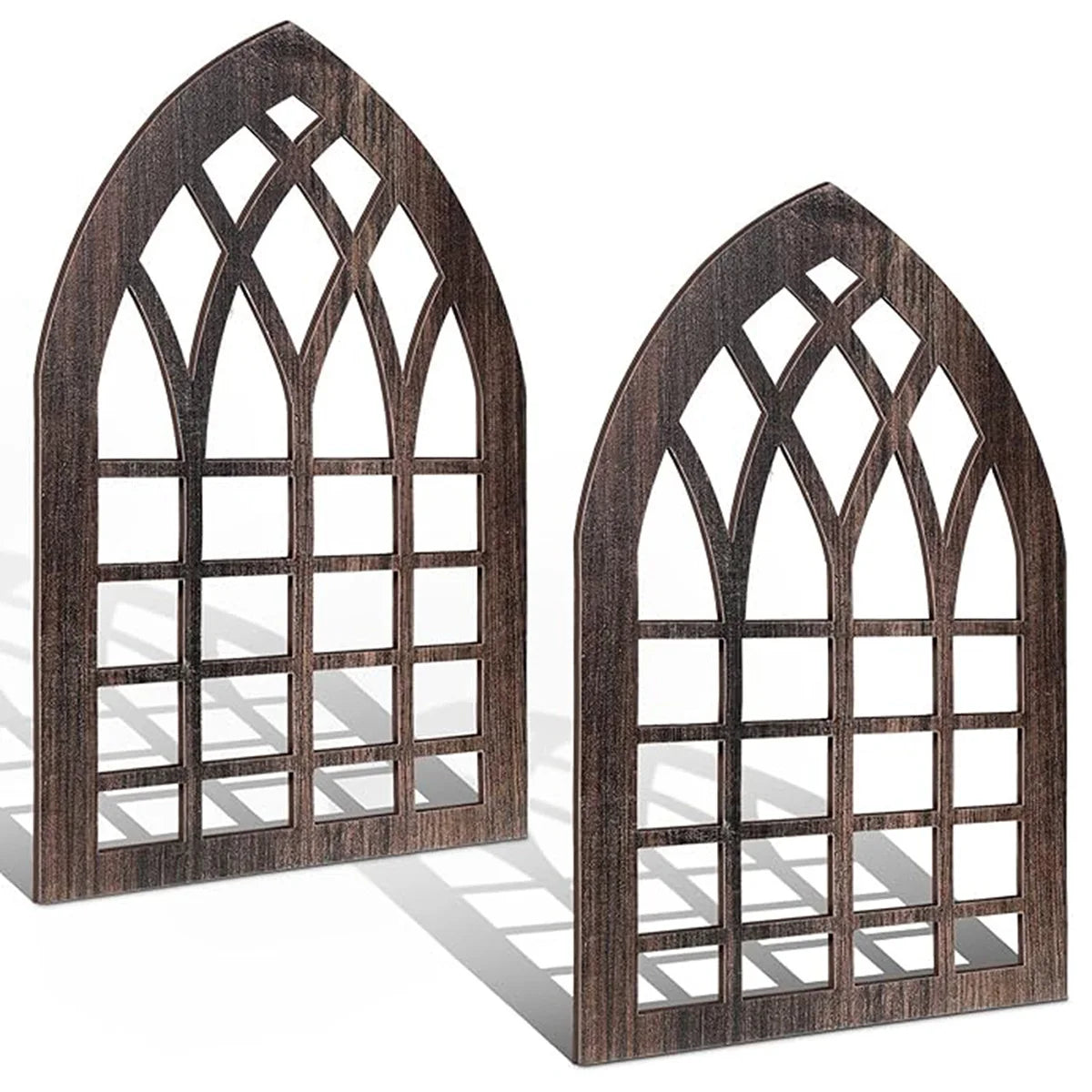 2er Set Holz Fensterdeko – Charmante Landhaus Wanddekoration mit Bogen