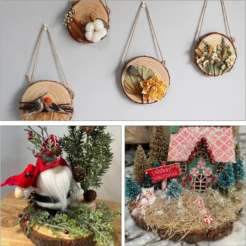 5er Set Naturholz-Scheiben 8–10 cm – Unbehandelt mit Rinde, Rustikal für Hochzeitsdeko, Tischmittelstücke & Partydekoration