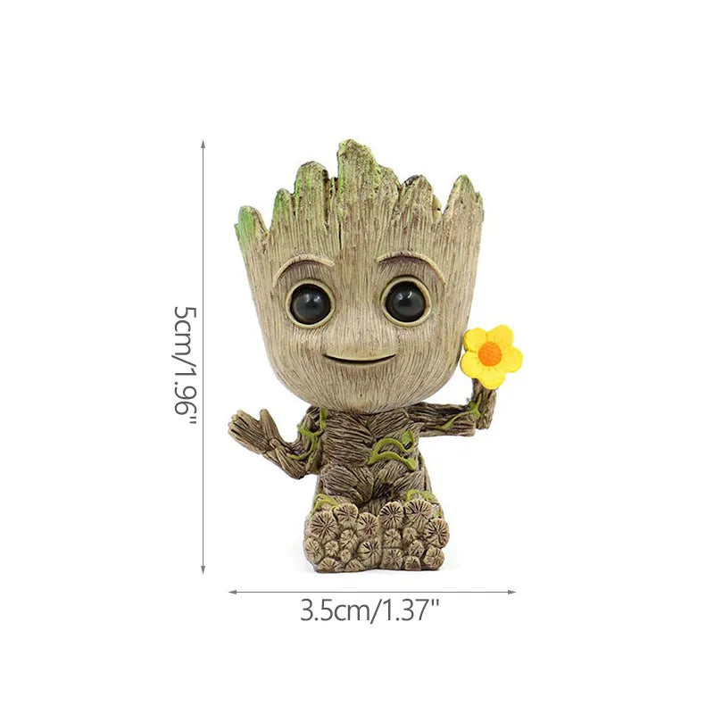 Miniatur Dekofigur 5 cm, Cartoon Baum-Männchen Desktop Ornament, Handgefertigte Büro- und Wohnraumdekoration