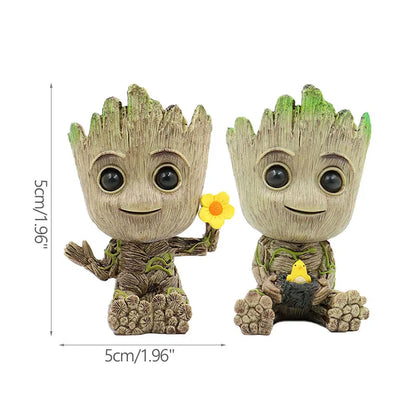 Miniatur Dekofigur 5 cm, Cartoon Baum-Männchen Desktop Ornament, Handgefertigte Büro- und Wohnraumdekoration