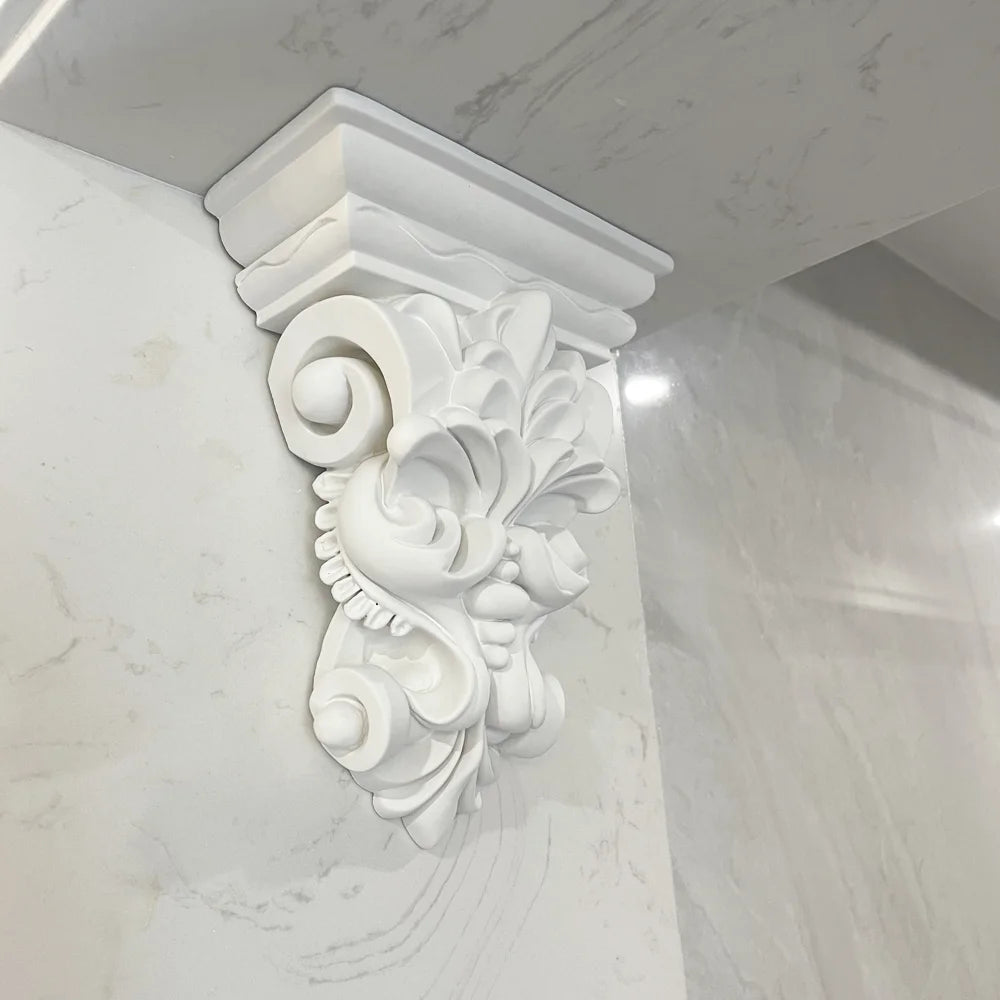 Elegante PU Zierkonsole – Geschwungenes Deko-Wandelement im französischen Stil