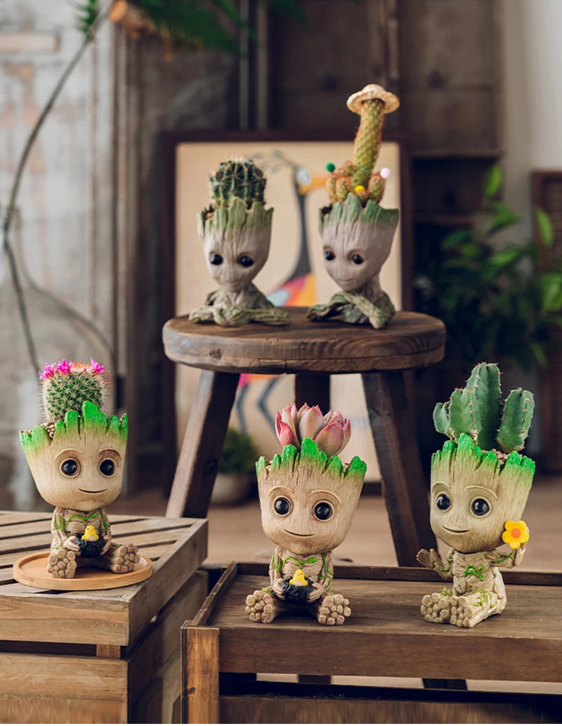 Miniatur Dekofigur 5 cm, Cartoon Baum-Männchen Desktop Ornament, Handgefertigte Büro- und Wohnraumdekoration