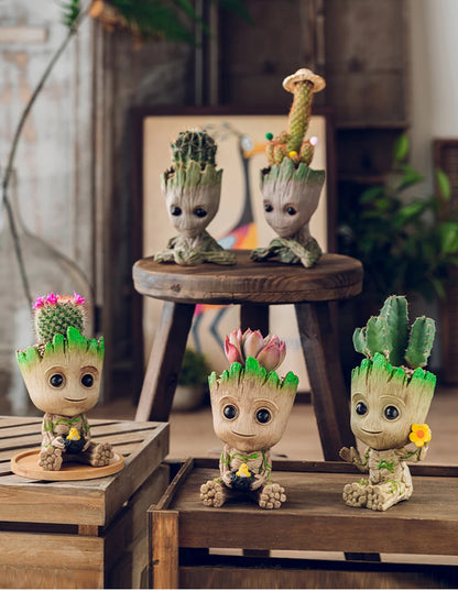 Miniatur Dekofigur 5 cm, Cartoon Baum-Männchen Desktop Ornament, Handgefertigte Büro- und Wohnraumdekoration