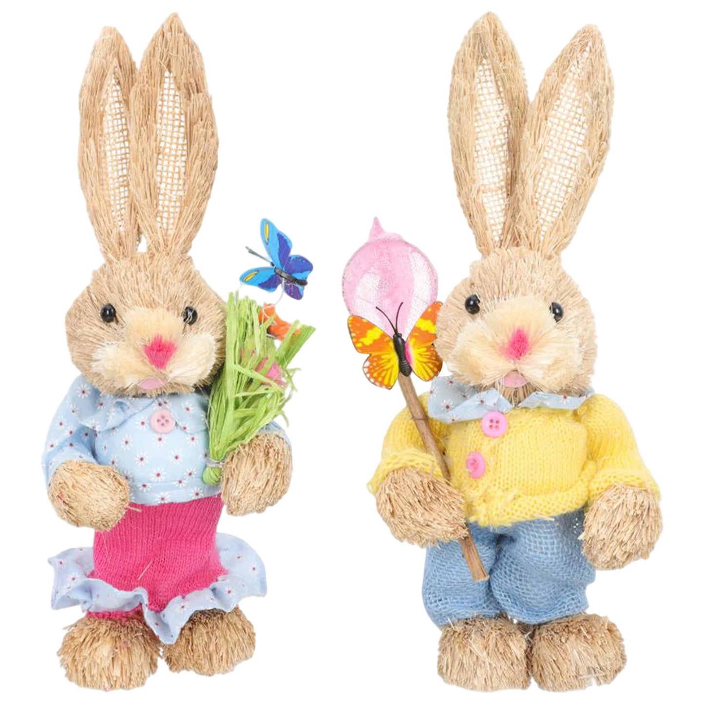 Niedlicher Osterhase aus Stroh – Dekofigur für Haus und Garten, stehender Osterhase 35 cm