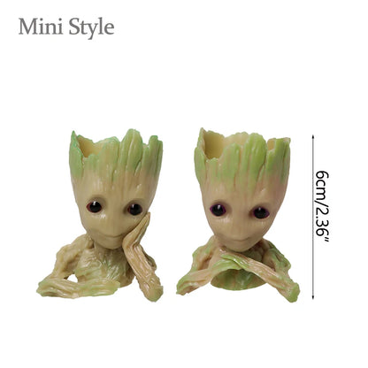 Miniatur Dekofigur 5 cm, Cartoon Baum-Männchen Desktop Ornament, Handgefertigte Büro- und Wohnraumdekoration