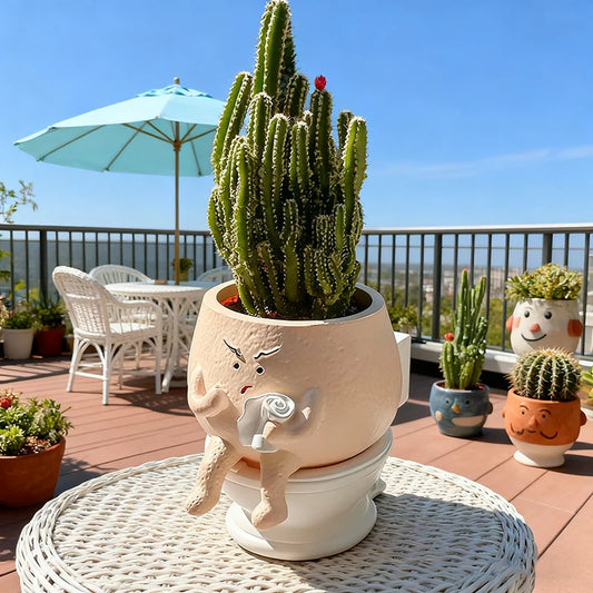 Witziger Toiletten-Blumentopf – Originelle Sukkulenten-Deko für Büro, Wohnzimmer & Geschenkideen
