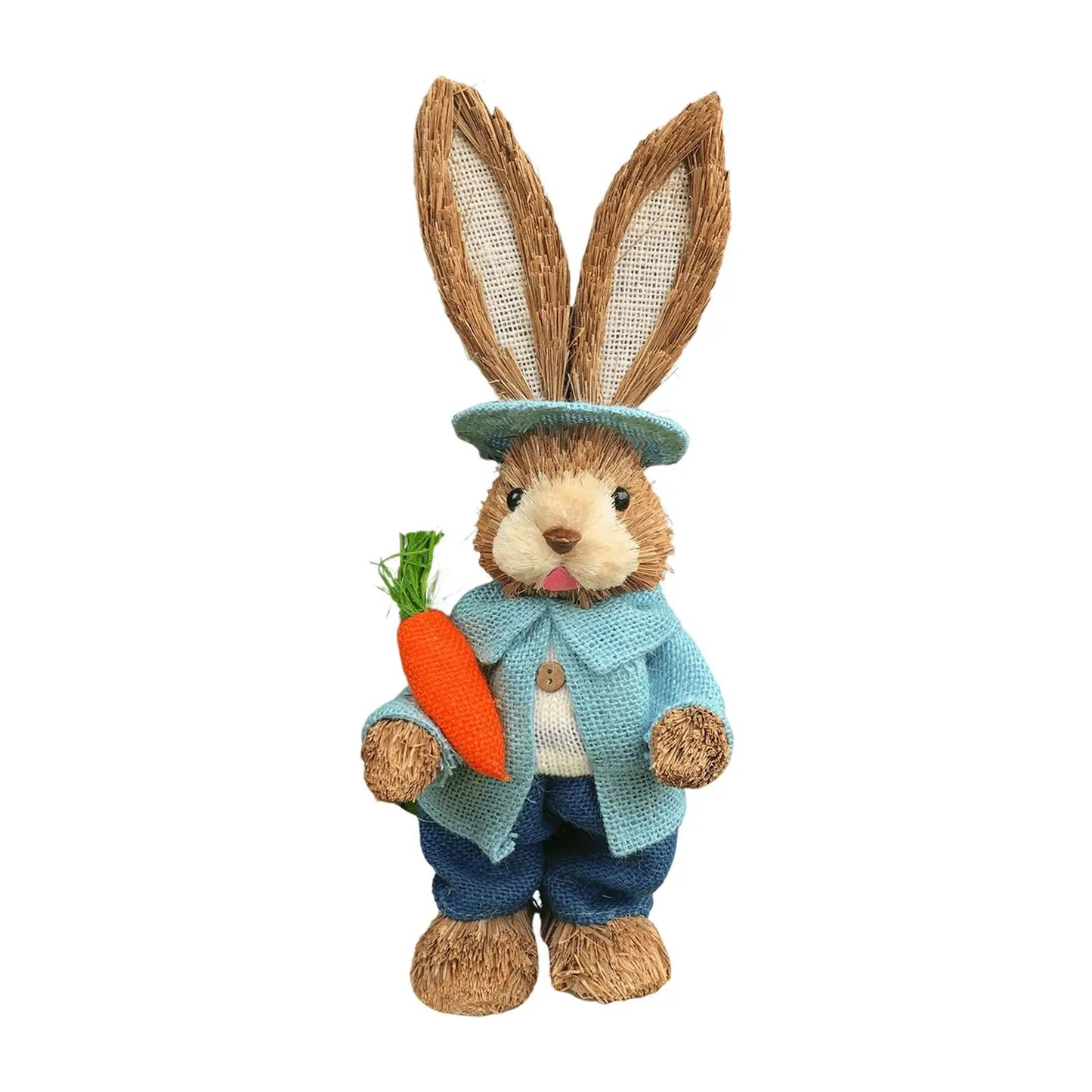 Niedlicher Osterhase aus Stroh – Dekofigur für Haus und Garten, stehender Osterhase 35 cm