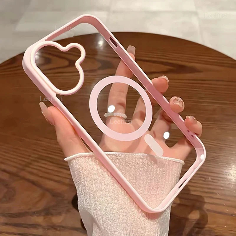 Transparente Smartphone-Hülle aus Acryl – Magnetische Schutzhülle kompatibel mit iPhone 11–16, kabelloses Laden möglich