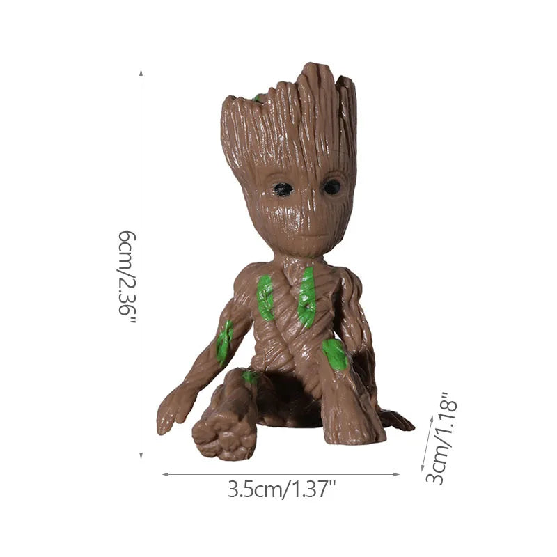 Miniatur Dekofigur 5 cm, Cartoon Baum-Männchen Desktop Ornament, Handgefertigte Büro- und Wohnraumdekoration