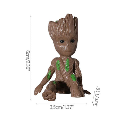 Miniatur Dekofigur 5 cm, Cartoon Baum-Männchen Desktop Ornament, Handgefertigte Büro- und Wohnraumdekoration
