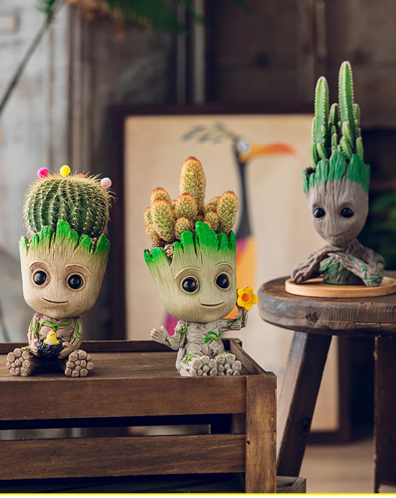 Miniatur Dekofigur 5 cm, Cartoon Baum-Männchen Desktop Ornament, Handgefertigte Büro- und Wohnraumdekoration