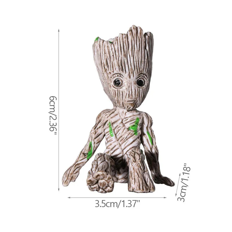 Miniatur Dekofigur 5 cm, Cartoon Baum-Männchen Desktop Ornament, Handgefertigte Büro- und Wohnraumdekoration