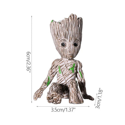 Miniatur Dekofigur 5 cm, Cartoon Baum-Männchen Desktop Ornament, Handgefertigte Büro- und Wohnraumdekoration