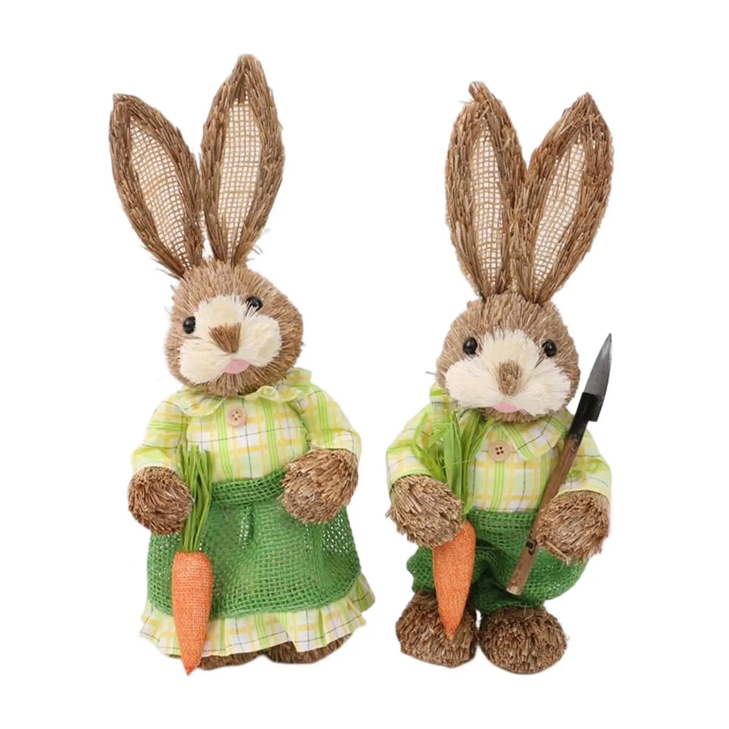 Niedlicher Osterhase aus Stroh – Dekofigur für Haus und Garten, stehender Osterhase 35 cm