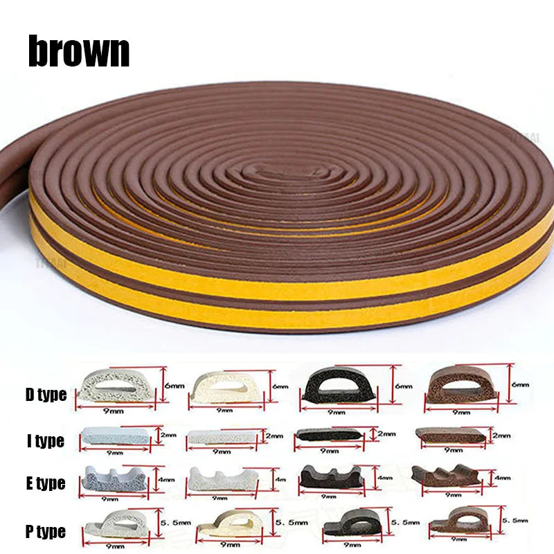Selbstklebende Tür- & Fensterdichtung 5 m/10 m – Gummi-Wetterstreifen gegen Zugluft & Lärm