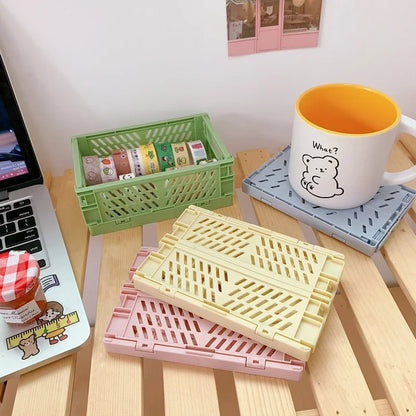 6er Set Einfacher & Niedlicher Schreibtisch-Organizer für Schüler und Büro, Stapelbarer und Klappbarer Kunststoff-Schreibwarenhalter