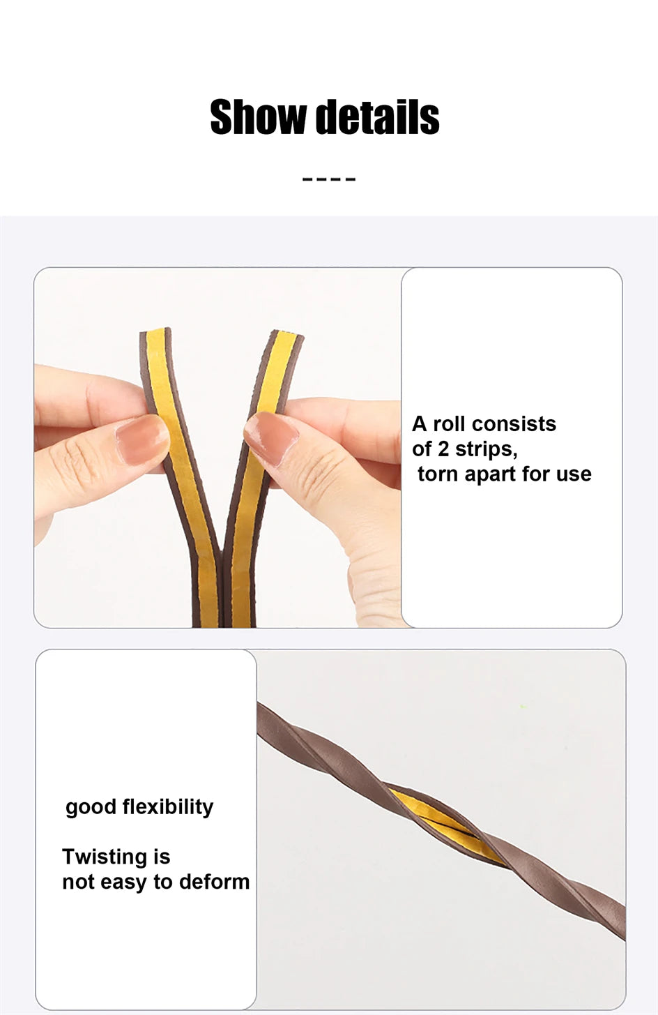 Selbstklebende Tür- & Fensterdichtung 5 m/10 m – Gummi-Wetterstreifen gegen Zugluft & Lärm