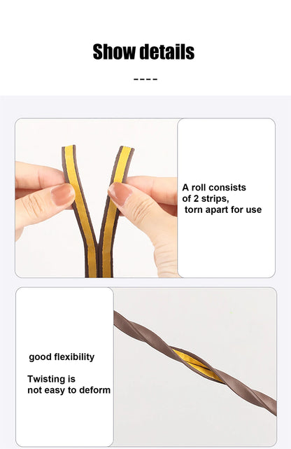 Selbstklebende Tür- & Fensterdichtung 5 m/10 m – Gummi-Wetterstreifen gegen Zugluft & Lärm