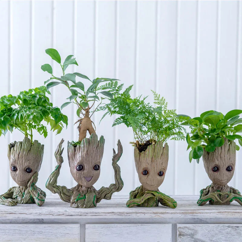 Miniatur Dekofigur 5 cm, Cartoon Baum-Männchen Desktop Ornament, Handgefertigte Büro- und Wohnraumdekoration