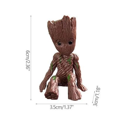 Miniatur Dekofigur 5 cm, Cartoon Baum-Männchen Desktop Ornament, Handgefertigte Büro- und Wohnraumdekoration