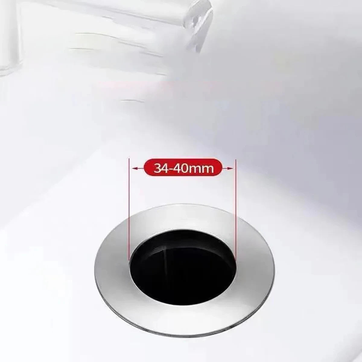 Universal Waschbecken-Abflussstöpsel mit Pop-up & Haarfänger – Chrom/Metall Filter, leicht zu drücken