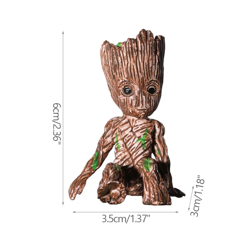 Miniatur Dekofigur 5 cm, Cartoon Baum-Männchen Desktop Ornament, Handgefertigte Büro- und Wohnraumdekoration