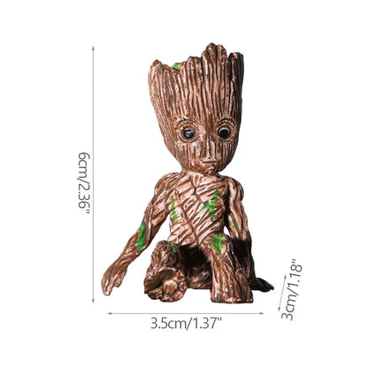 Miniatur Dekofigur 5 cm, Cartoon Baum-Männchen Desktop Ornament, Handgefertigte Büro- und Wohnraumdekoration