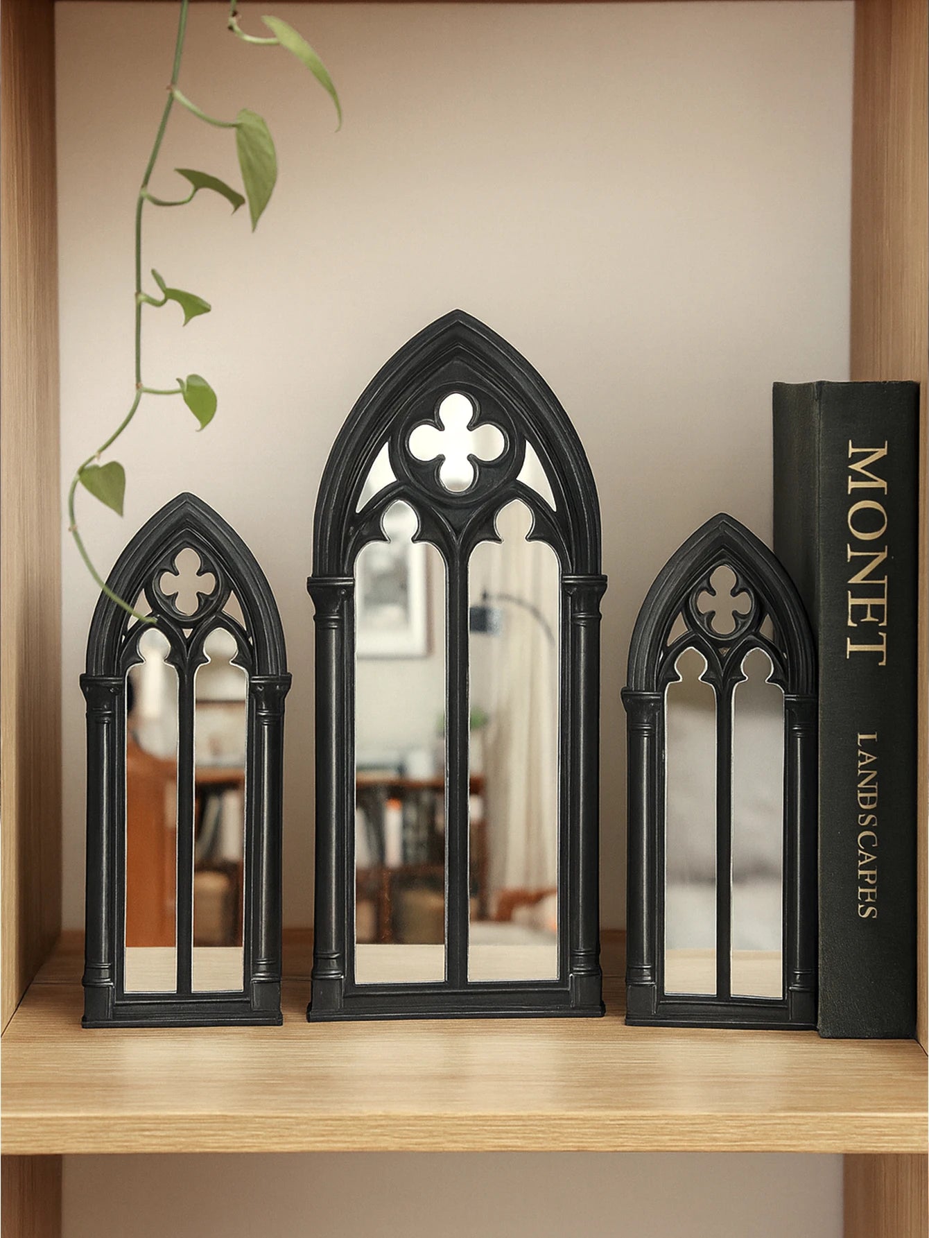 Gothic Fensterbogen Spiegel 3 Stück – Stilvolle Vintage Deko für Tisch, Regal & Home Interior