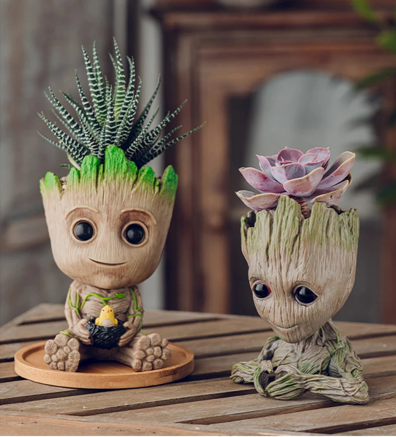 Miniatur Dekofigur 5 cm, Cartoon Baum-Männchen Desktop Ornament, Handgefertigte Büro- und Wohnraumdekoration