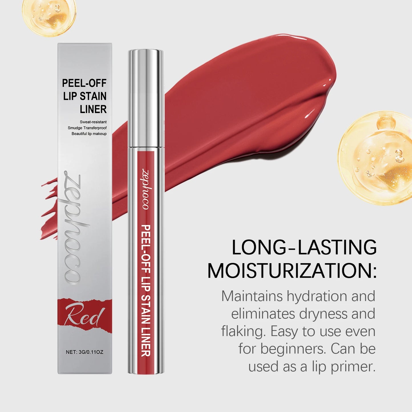 Peel-Off Lip Stain – Wasserfest, Schweißresistent & Natürliches Lippen-Tint (Rot/Braun/Pink)