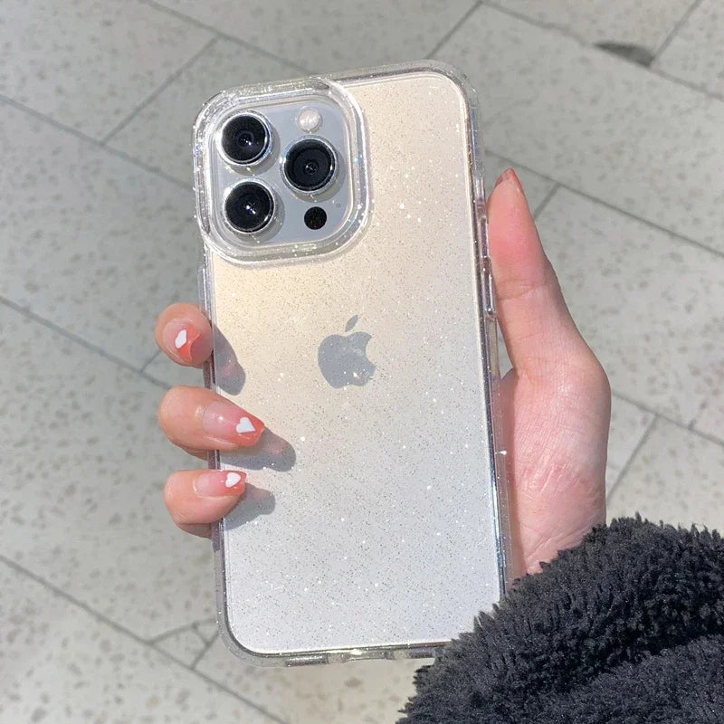 Glitzer TPU Handyhülle Transparent für iPhone 16–11 Pro Max / Mini – Bling Glitter Schutzhülle