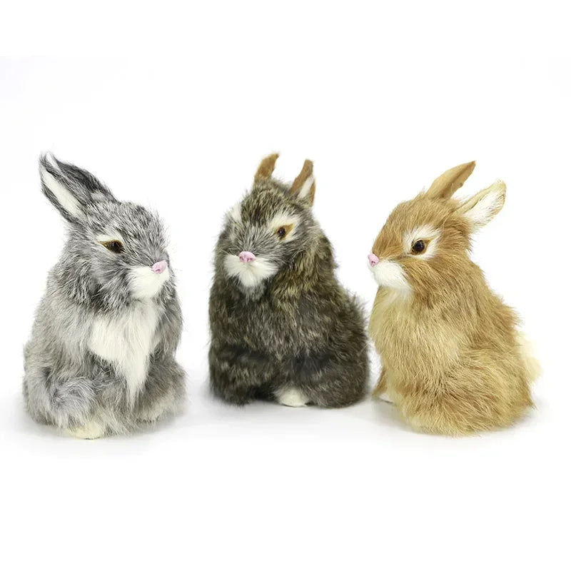Dekorativer Hase 14 cm – Tierfigur mit Kunstfell für Wohn- und Osterdekoration