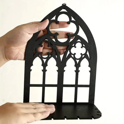 Gothic Holz Wanddeko 3er Set – Vintage Kathedralbogen Rahmen, rustikale Halloween- und Raumdekoration