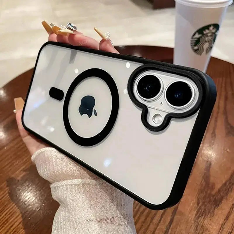Transparente Smartphone-Hülle aus Acryl – Magnetische Schutzhülle kompatibel mit iPhone 11–16, kabelloses Laden möglich