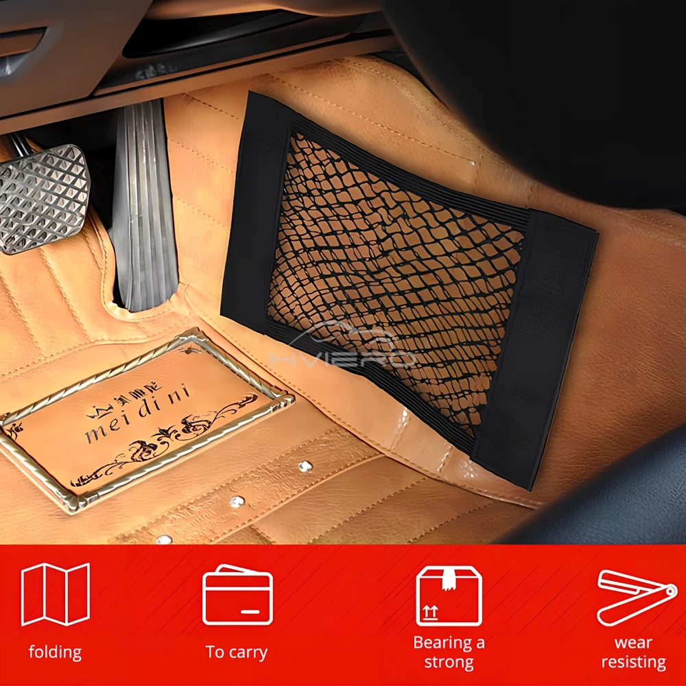 Kofferraum Netz Organizer – Elastische Auto Aufbewahrungstasche mit Klett, universell einsetzbar