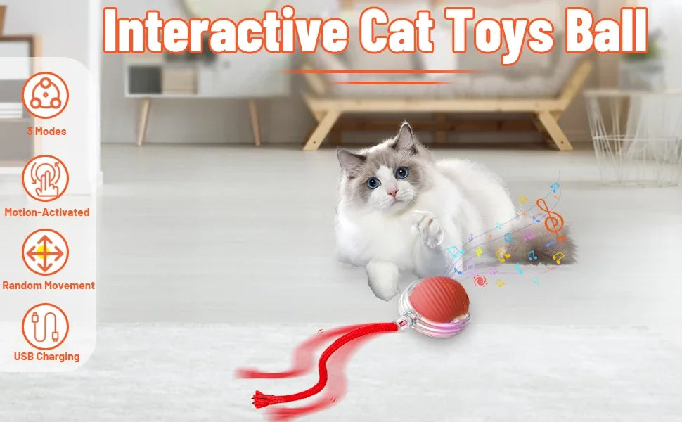 🐾 Intelligenter Interaktiver Spielball für Hunde & Katzen – Automatisch rollend mit Schwanz, wiederaufladbares elektrisches Haustierspielzeug mit Bewegungs- & Maus-Simulation