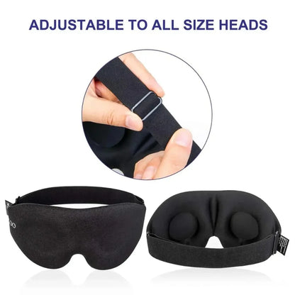 3D-Augenmaske mit verstellbarem Band – Schlafmaske für Damen und Herren, atmungsaktiv, Farbe: Schwarz