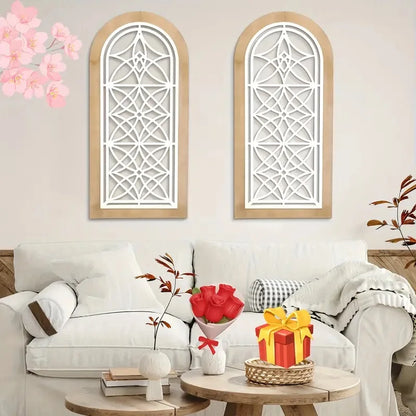 2er Set Bogen-Wanddeko aus Holz – Vintage Landhaus Wandkunst für stilvolles Zuhause