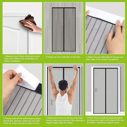Magnet-Fliegengitter Tür – Einfach zu installieren, Insektenschutz, Freihändig schließend, langlebiges Netz