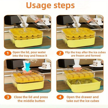 Eiswürfelform Handpressen 50-Fach – Doppellagiges Design, Kein Strom, Küchenutensil für Kühlschränke