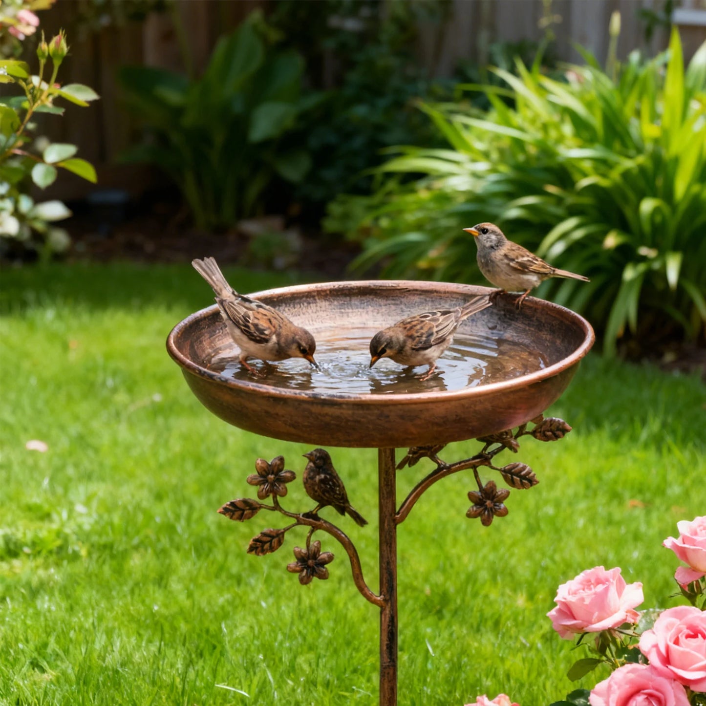 Vintage Vogeltränke Garten – Stand Vogelbad aus Eisen für Outdoor Dekoration