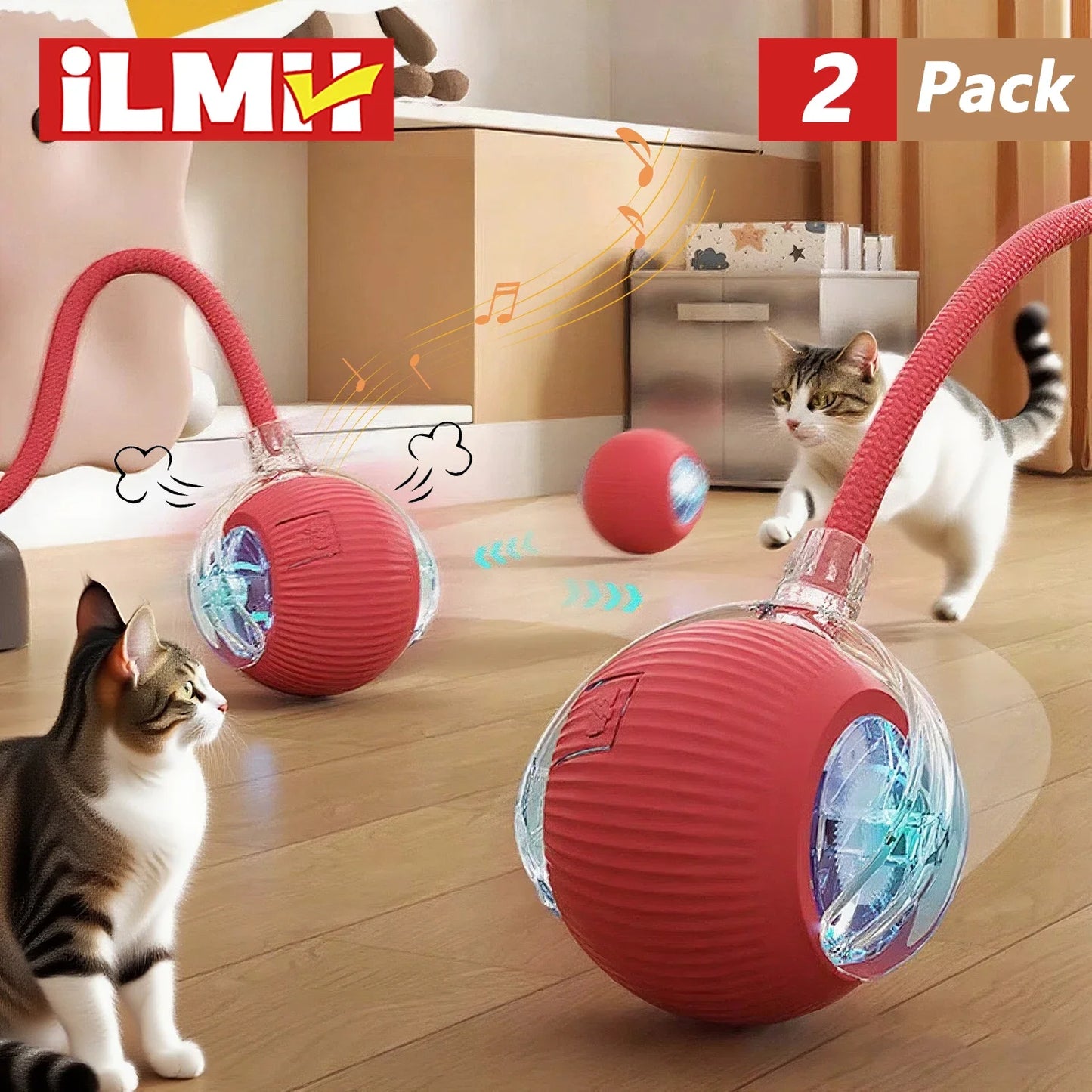 🐾 Intelligenter Interaktiver Spielball für Hunde & Katzen – Automatisch rollend mit Schwanz, wiederaufladbares elektrisches Haustierspielzeug mit Bewegungs- & Maus-Simulation