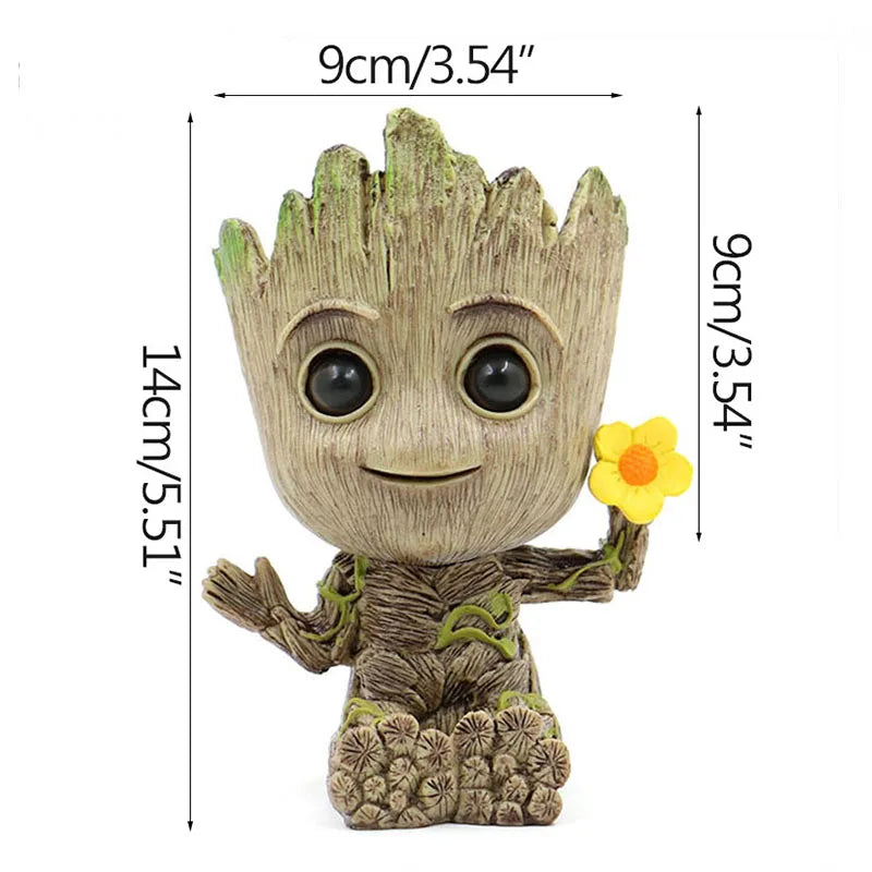 Miniatur Dekofigur 5 cm, Cartoon Baum-Männchen Desktop Ornament, Handgefertigte Büro- und Wohnraumdekoration