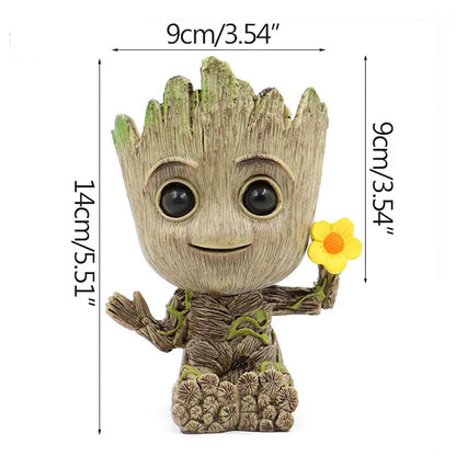 Miniatur Dekofigur 5 cm, Cartoon Baum-Männchen Desktop Ornament, Handgefertigte Büro- und Wohnraumdekoration