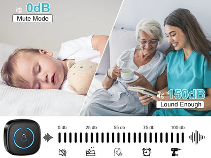 Kabellose Smart-Türklingel – 300M Reichweite, 60 Melodien, Fernbedienung, US/EU/UK Stecker