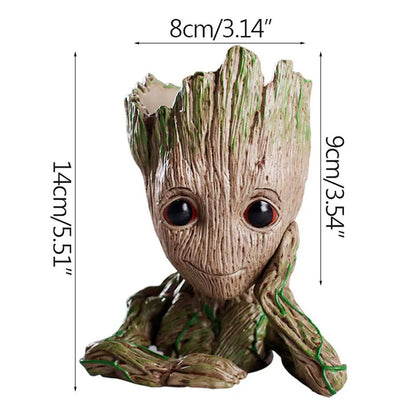 Miniatur Dekofigur 5 cm, Cartoon Baum-Männchen Desktop Ornament, Handgefertigte Büro- und Wohnraumdekoration
