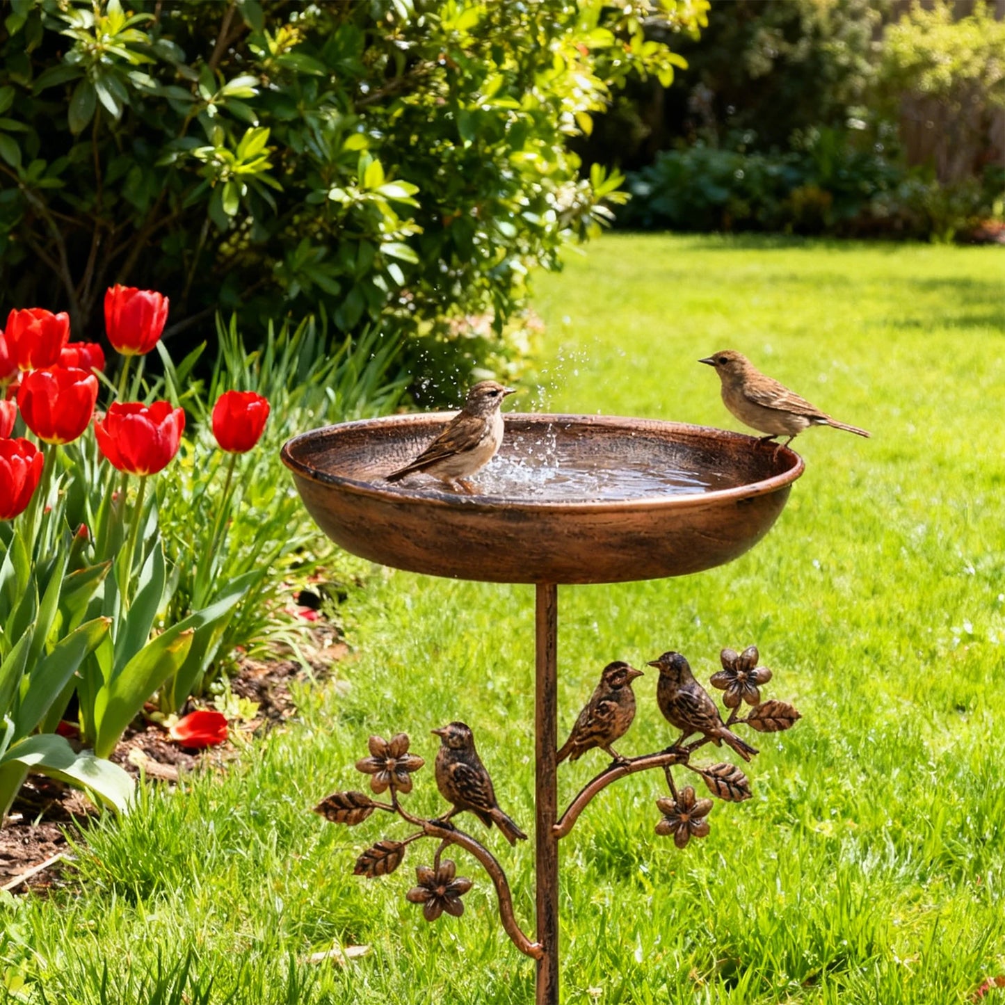 Vintage Vogeltränke Garten – Stand Vogelbad aus Eisen für Outdoor Dekoration
