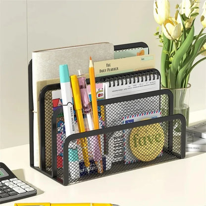Metall Mesh Schreibtisch Organizer 3-fach – Dokumentenhalter für Büro, Papier und Magazine