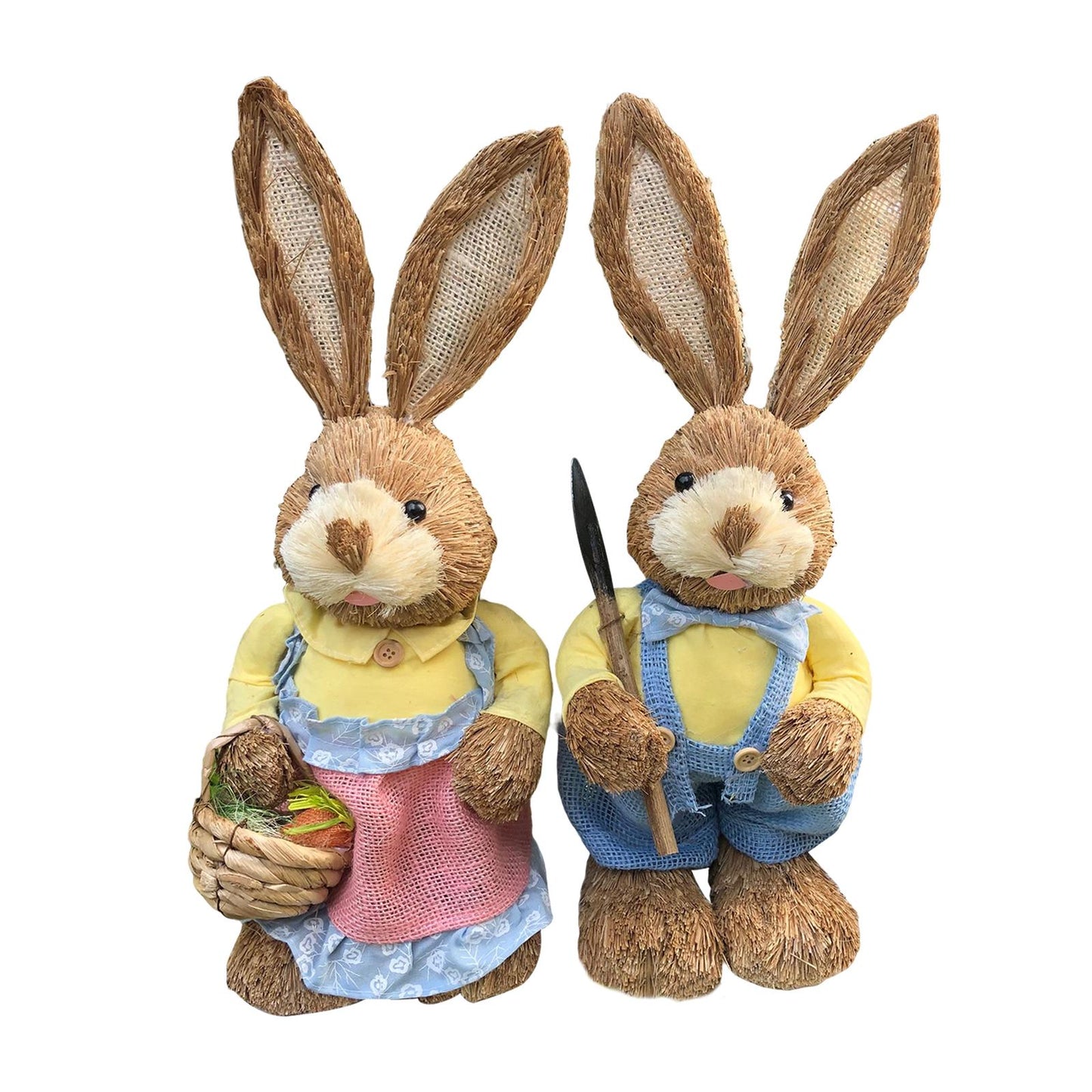 Niedlicher Osterhase aus Stroh – Dekofigur für Haus und Garten, stehender Osterhase 35 cm